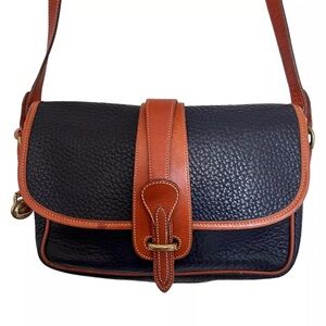 Vintage Dooney and Bourke Equestrian Navy English Tan Crossbody Shoulder…